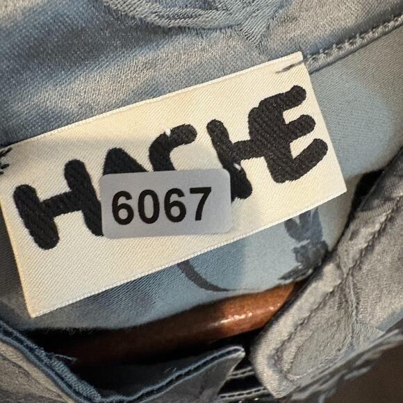 Hache Jacket Women 46 US 10 Gray Floral Jacquard Mandarin Collar Made in Italy - Picture 14 of 15